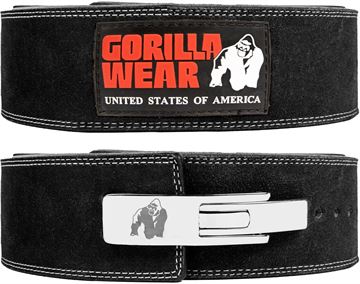 Træningsbælte i læder 4 inch Lever fra Gorilla wear sort